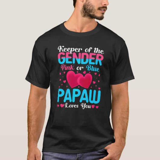ピンクまたはブルーのパポー愛Keeper Gender Reveal Tシャツ (正面)