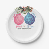 ピンクまたはブルーの冬の性別の表示パーティー ペーパープレート (正面)