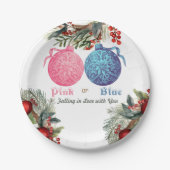 ピンクまたはブルーの冬の性別の表示パーティー ペーパープレート (正面)