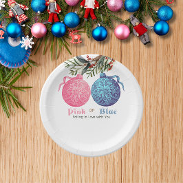 ピンクまたはブルーの冬の性別の表示パーティー ペーパープレート