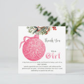 ピンクまたはブルーの冬の性別を表示パーティーありがとう サンキューカード (スタンド正面)