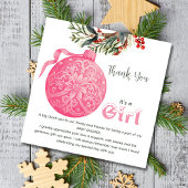 ピンクまたはブルーの冬の性別を表示パーティーありがとう サンキューカード