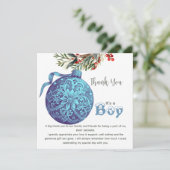 ピンクまたはブルーの冬の性別を表示パーティーありがとう サンキューカード (スタンド正面)