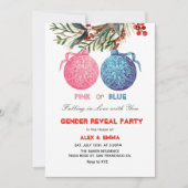 ピンクまたはブルーの冬の性別発表パーティー招待状 招待状 (正面)