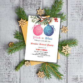 ピンクまたはブルーの冬の性別発表パーティー招待状 招待状