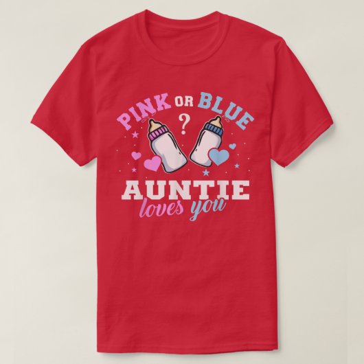 ピンクまたはブルーの叔母が愛する性差別ベビーT Tシャツ (デザイン正面)