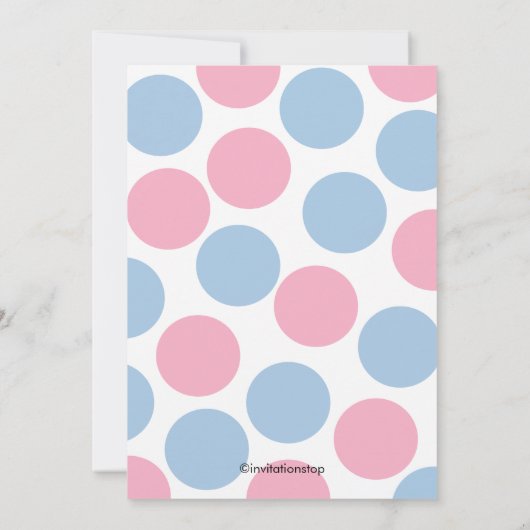 ピンクまたはブルーの性別が赤ちゃんのシャワーを明らかにする 招待状 (裏面)