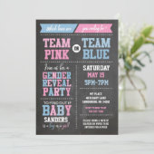 ピンクまたはブルーの性別が黒板を明らかにする 招待状 (スタンド正面)