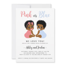 ピンクまたはブルーの性別リビール招待状ブラックベビー