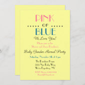 ピンクまたはブルーの性別発表招待状 招待状 (正面/裏面)