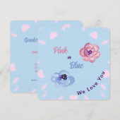 ピンクまたはブルーの水彩花 カスタム性別  招待状 (正面/裏面)