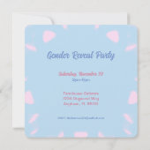 ピンクまたはブルーの水彩花 カスタム性別  招待状 (裏面)