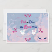 ピンクまたはブルーの絞り染め性別リビール招待状 招待状 (正面)