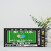 ピンクまたはブルーサッカーチケットベビージェンダーリビール 招待状 (スタンド正面)