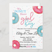 ピンクまたはブルードーナツ性別リビール招待状 招待状 (正面/裏面)