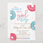 ピンクまたはブルードーナツ性別リビール招待状 招待状 (正面/裏面)