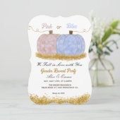 ピンクまたはブルーパンプキンジェンダーリビール招待状 招待状 (スタンド正面)