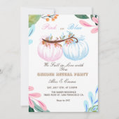 ピンクまたはブルーパンプキンジェンダーリビール招待状 招待状 (正面)