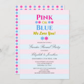 ピンクまたはブルー愛するスノーフレーク性別のリビール 招待状 (正面/裏面)
