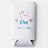 ピンクまたはブルー愛する性別を表示 スリム缶クーラー (正面)