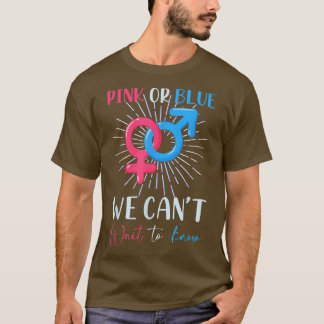 ピンクまたはブルー我々は知って待つことができないベビーパーティージェンド Tシャツ