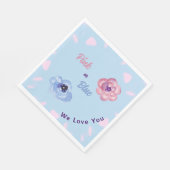 ピンクまたはブルー私たちは愛あなたに水の色の花 スタンダードランチョンナプキン (角)