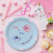 ピンクまたはブルー私たちは愛あなたに水の色の花 ペーパープレート (パーティー)