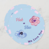 ピンクまたはブルー私たちは愛あなたに水の色の花 招待状 (正面/裏面)