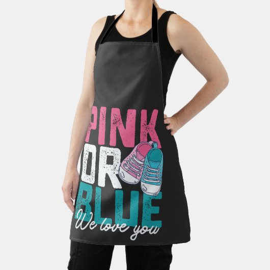 ピンクまたはブルー私たちは愛あなたを性別で明かす エプロン (インサイチュ)