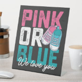 ピンクまたはブルー私たちは愛あなたを性別で明かす 台座サイン (インサイチュ)