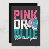 ピンクまたはブルー私たちは愛あなたを性別で明かす 招待状 (正面/裏面)