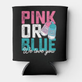 ピンクまたはブルー私たちは愛あなたを性別で明かす 缶クーラー (正面)