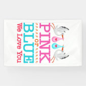 ピンクまたはブルー私たちは愛あなた性リビールコウノトリ 横断幕 (横)