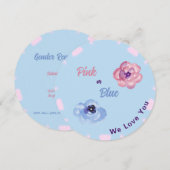 ピンクまたはブルー 愛してるよ 水彩花 招待状 (正面/裏面)