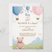 ピンクまたはブルー：男の子または女の子テディベア赤ちゃんシャワー 招待状 (正面)