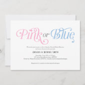 ピンクまたはブルー、男の子または女の子モダン、ジェンダーの表示 招待状 (正面)