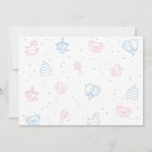 ピンクまたはブルー、男の子または女の子モダン、ジェンダーの表示 招待状 (裏面)