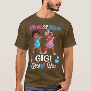ピンクまたはブルーGigiあなたを愛するブラックベビー性別Reve Tシャツ