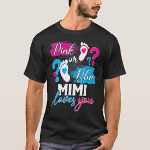 ピンクまたはブルーMimiあなたを愛するベビージェンダーリビールパー Tシャツ