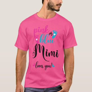 ピンクまたはブルーMimi愛あなたジェンダーを明かすベビーアン Tシャツ