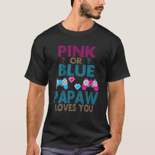ピンクまたはブルーPapaw愛あなた性別ベビービデオGam Tシャツ