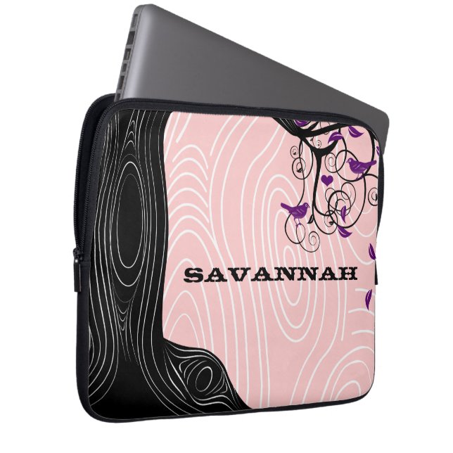 ピンクまたは任意の色の木目ラップトップカバー ラップトップスリーブ (正面右)