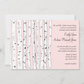 ピンクまたは任意の色の樺の木ツリー結婚式招待状 招待状 (正面)