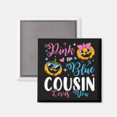 ピンクまたは青いいとこが愛あなたカボチャベビースクエア マグネット (正面/裏面)