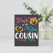 ピンクまたは青いいとこが愛あなたカボチャベビー ポストカード (スタンド正面)