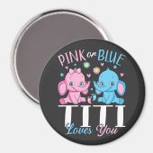ピンクまたは青のティティ愛あなた象のベビーサークル マグネット (正面/裏面)