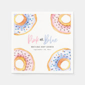 ピンクまたは青のドーナツ赤ちゃんシャワー紙プレート スタンダードカクテルナプキン (正面)