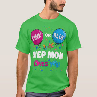 ピンクまたは青のバルーンステップママ愛あなたジェンダーリビジョン Tシャツ
