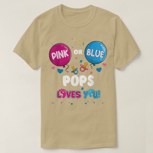 ピンクまたは青のバルーンポップが愛する性別 Tシャツ (デザイン正面)