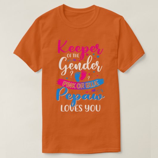 ピンクまたは青のピポー愛Keeper Gender Reveal Tシャツ (デザイン正面)